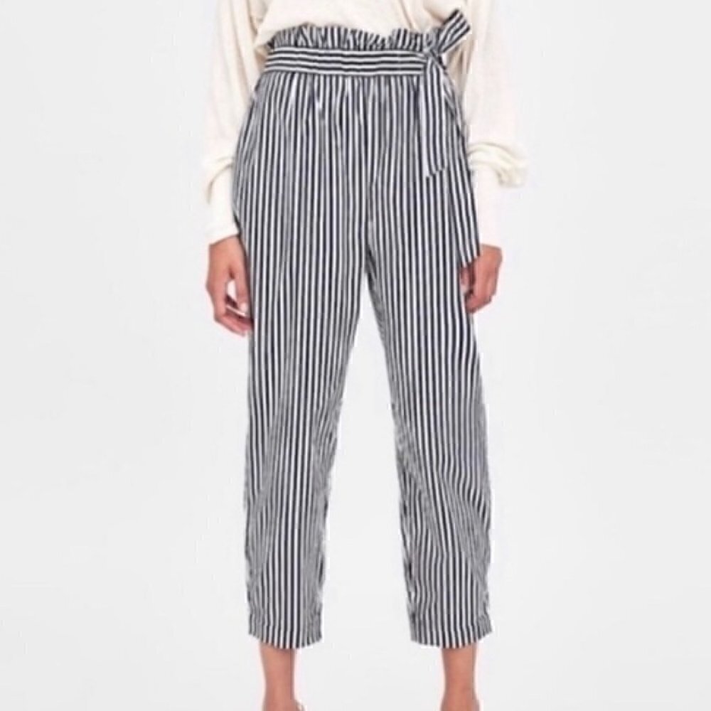 Zara high waist vertical stripe pants
